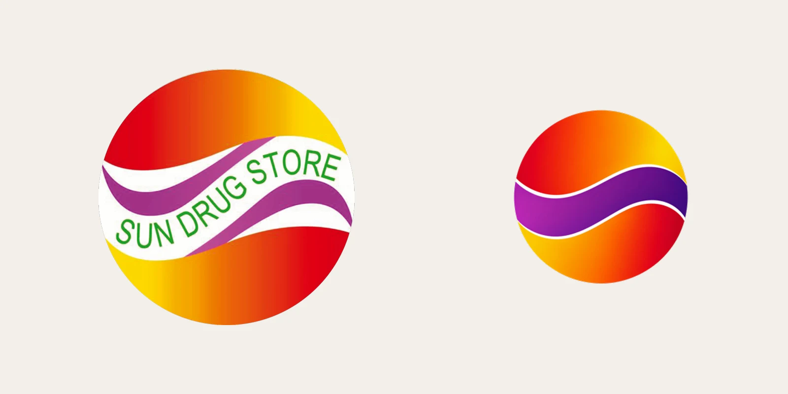 The original Sun Drug Store logo beside the refined digital mark